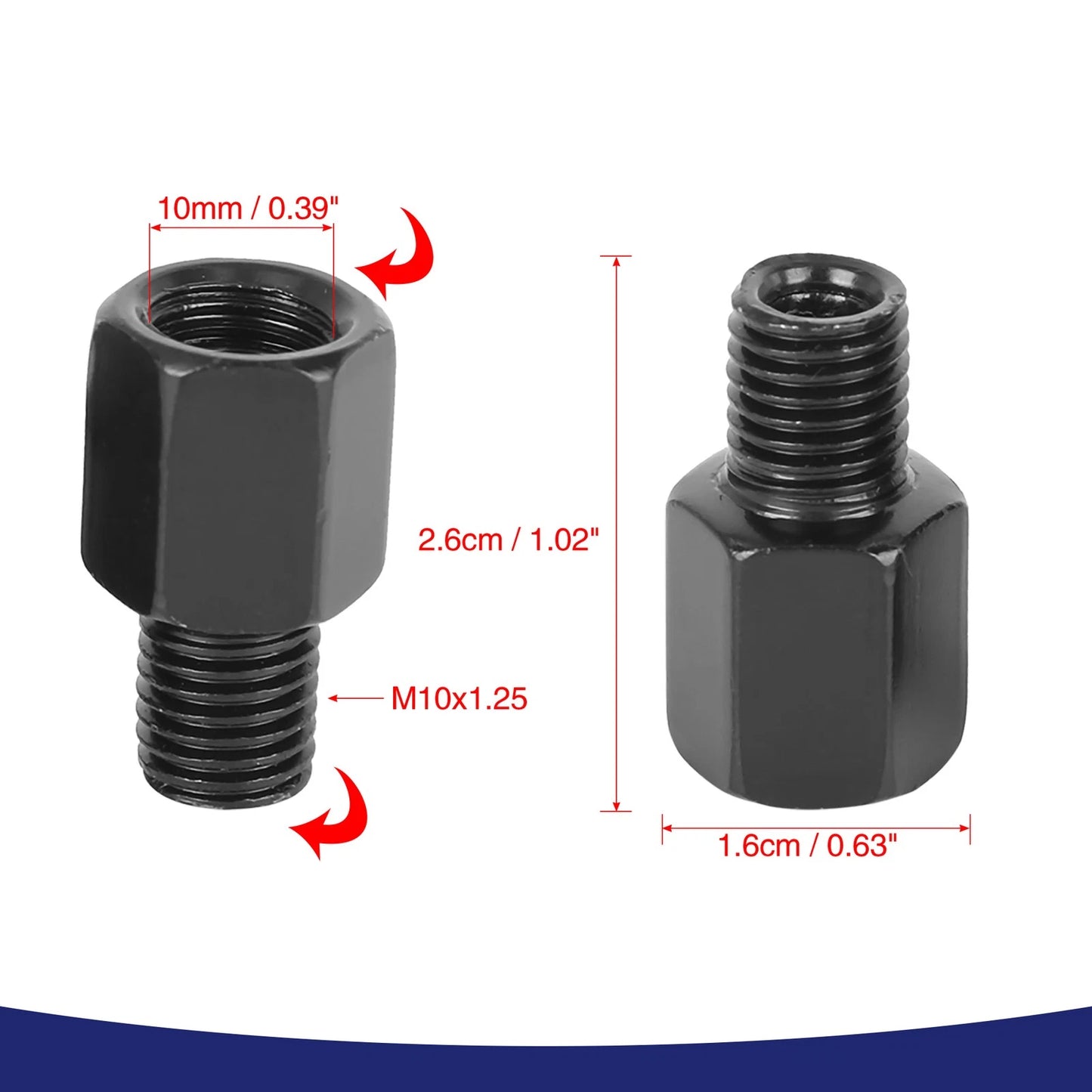 Rearview Mirror Adapter Bolt / 10mm RH to 10mm RH / Universal for Motorcycle