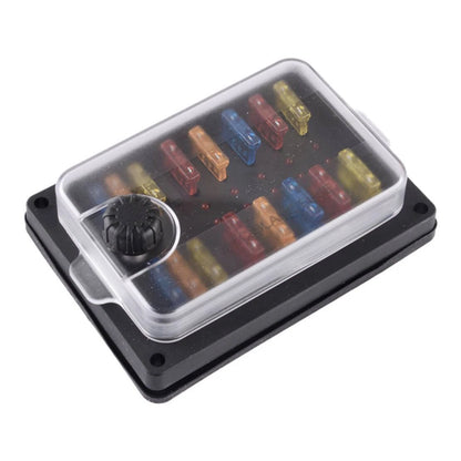 10 Way Fuse Box Standard Blade Fuses Holder Terminal Block for Hot Rods