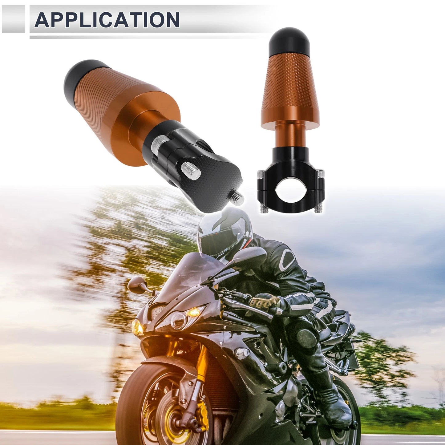 0.87-1.1 Aluminum Motorcycle Slider Frame 2 x Orange for Make Model