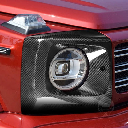 100% Carbon Fiber Front Headlight Cover Trim for Benz G500 G63 W464 2019-2023