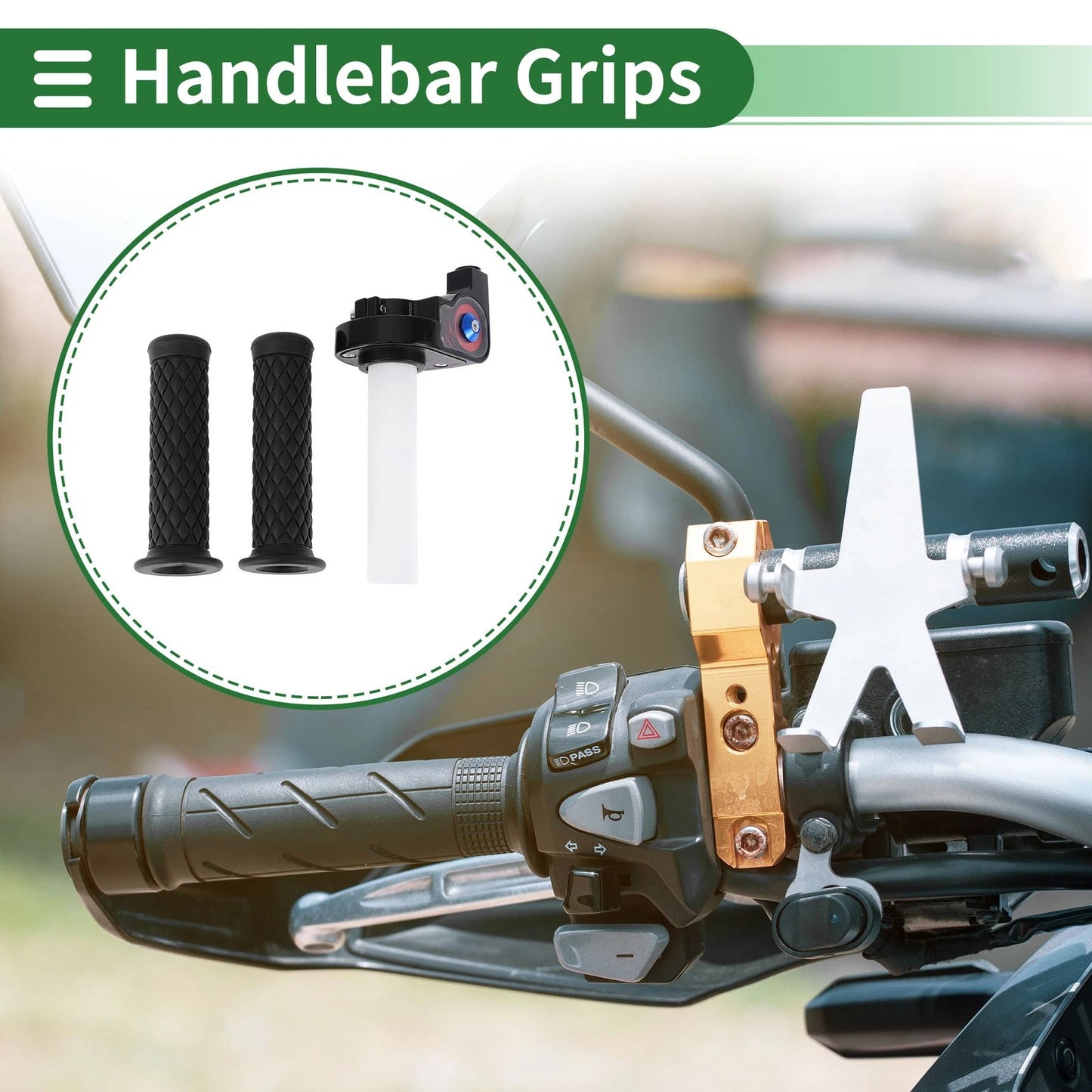 7/8" 22mm Hand Grips Cover Kit for Motorcycle Rubber Black