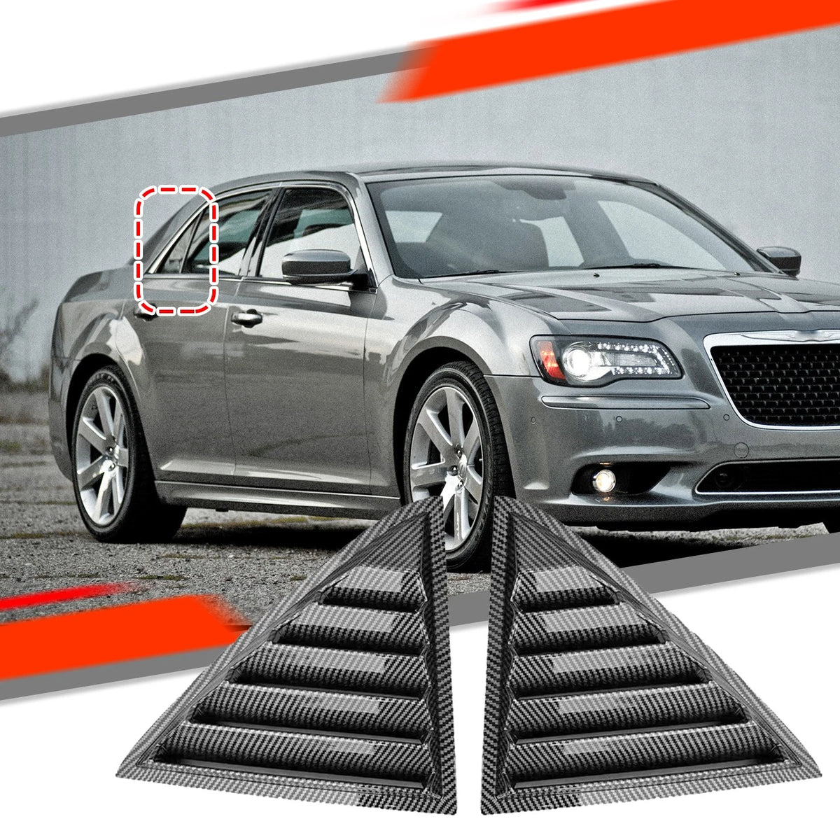 Carbon Look Window Louver Shutter Cover Trim for Chrysler 300 Sedan (2011–2023)