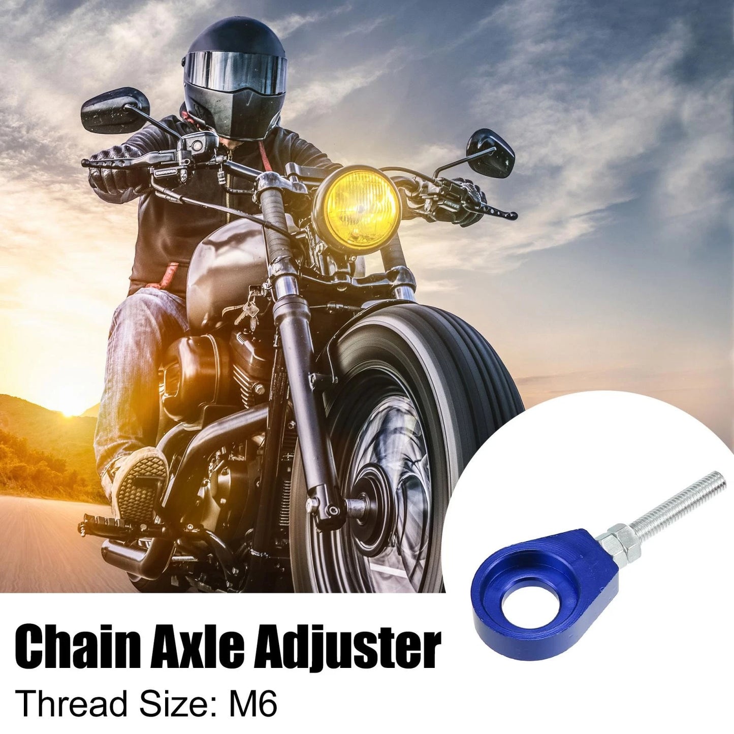 4 x / 15mm Dia Hole / Blue Universal Motorcycle Chain Axle Adjuster Tensioners for Motorcycle