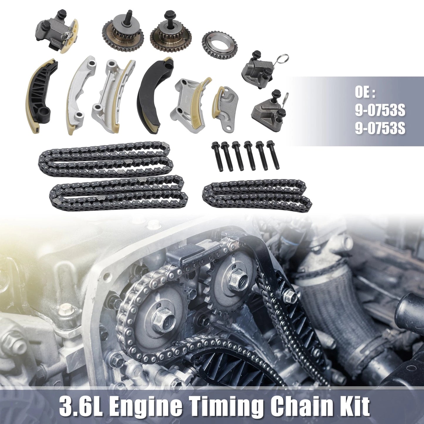 Timing Chain Kit for Chevy 3.6L
Timing Chain Kit for Cadillac 3.6L
Timing Chain Kit for Buick 3.6L
Timing Chain Kit for GWC 3.0L