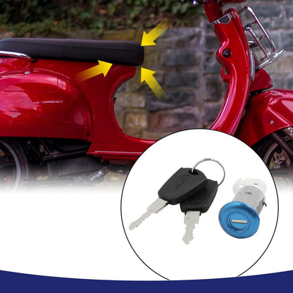 Cylinder Sitting Seat Lock w 2 Key Set for Motorcycle Scooter