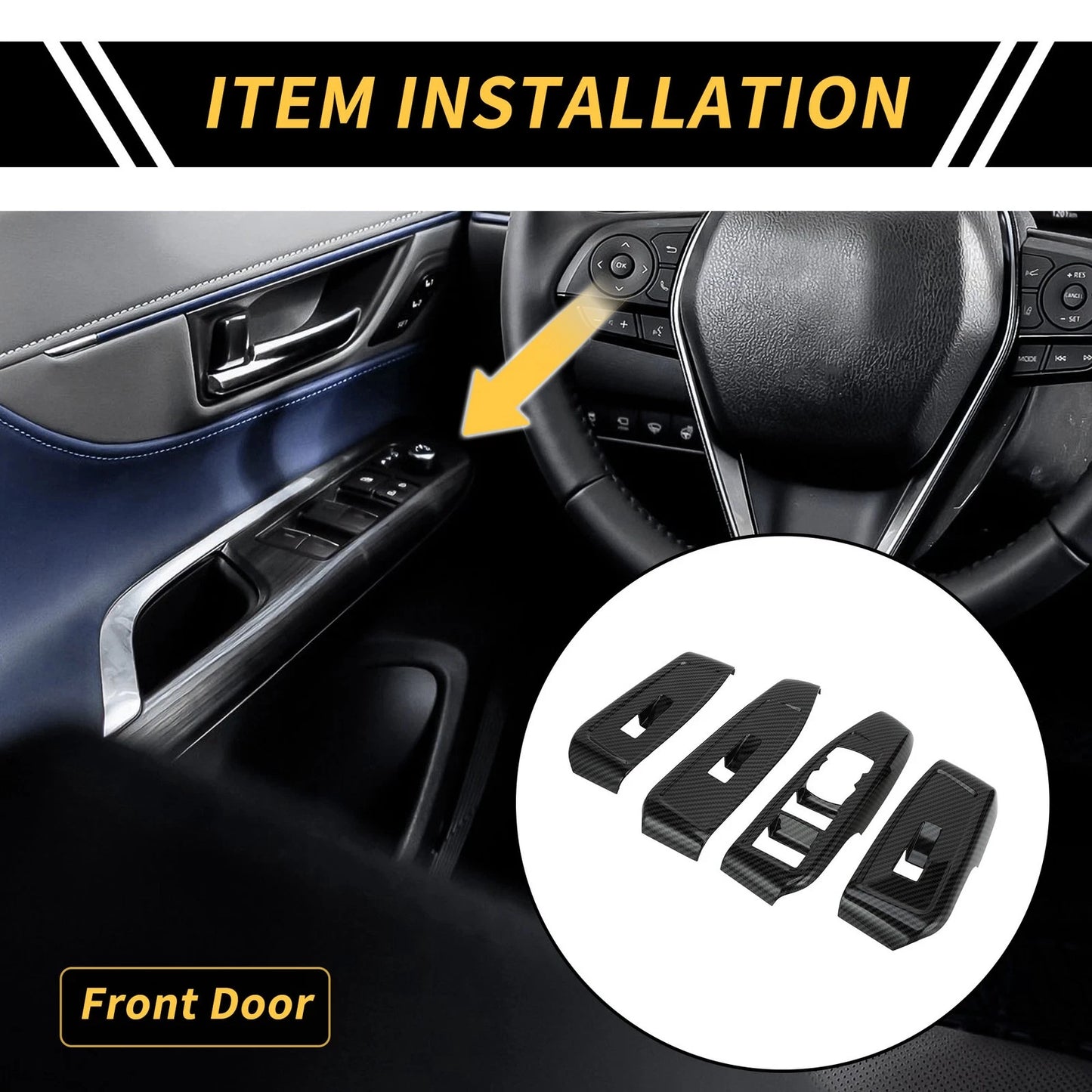 Carbon Fiber Front Door Window Switch Panel Set for Ford Ranger