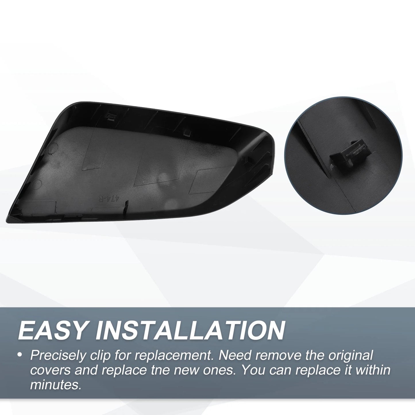 Right Side Rearview Mirror Cover Cap Gloss Black for Chevrolet Impala (2014-2020)