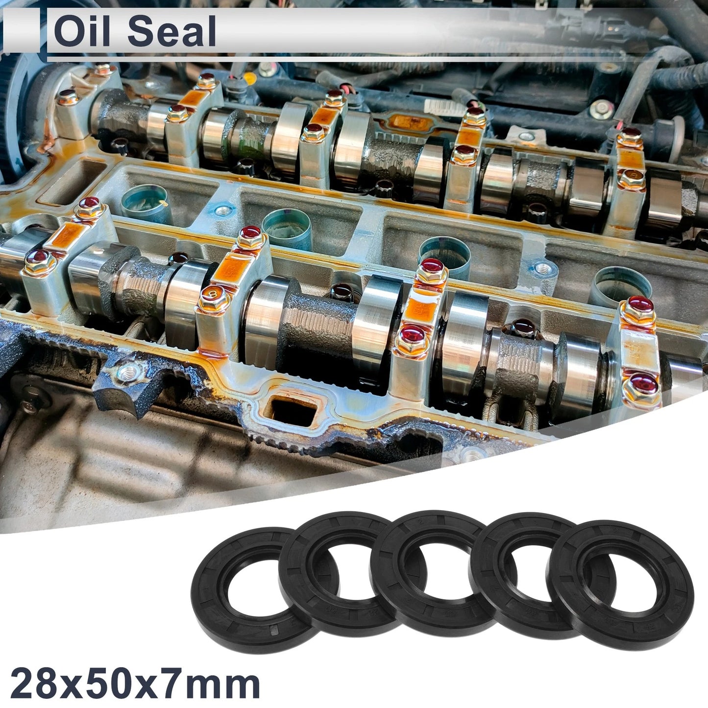 Oil Seal 5 Pcs Rotary Shaft Seal Nitrile Rubber 28x50x7mm