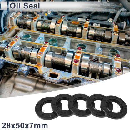 Oil Seal 5 Pcs Rotary Shaft Seal Nitrile Rubber 28x50x7mm