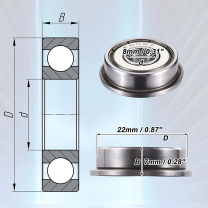 Deep Groove Ball Bearing 10pcs 8x22x7mm Double Shield for All Makes