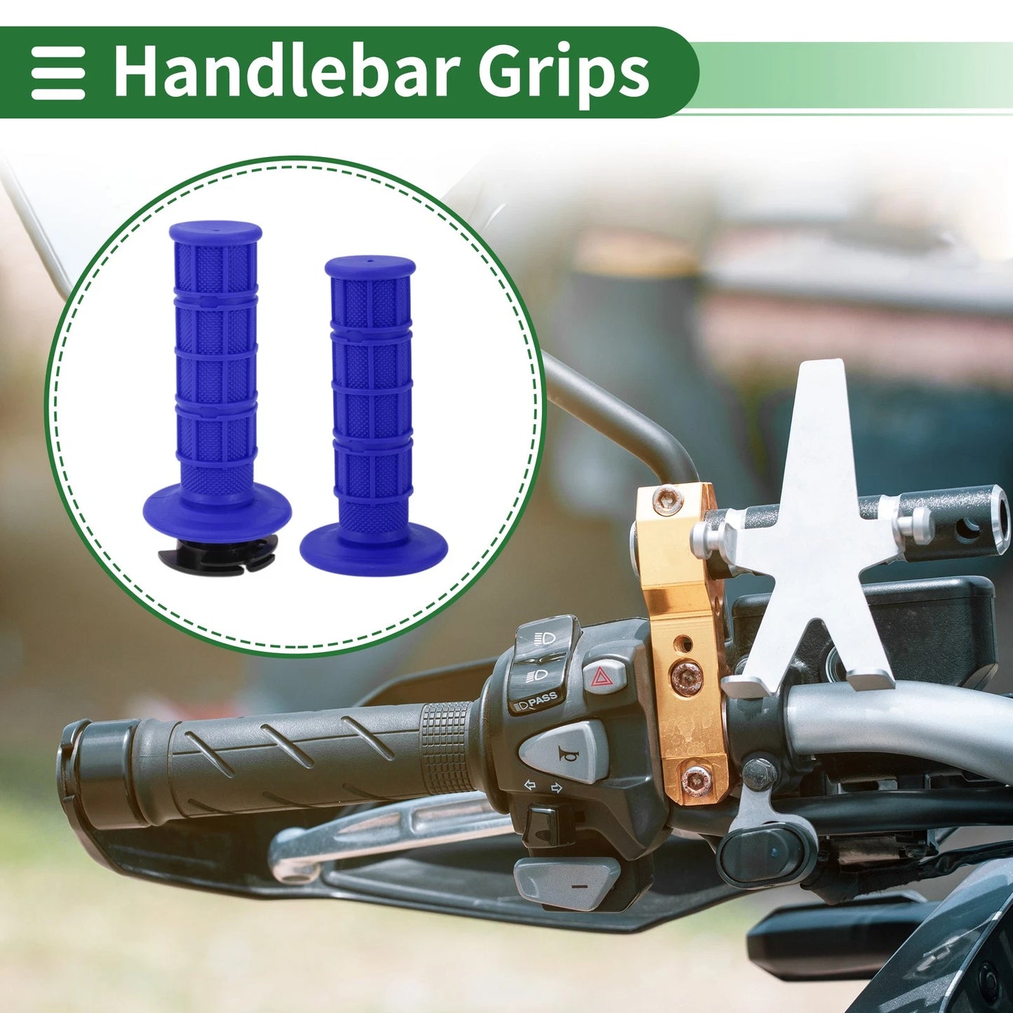 7/8" 22mm Hand Grips Cover Kit TPR Blue for Motorcycles
