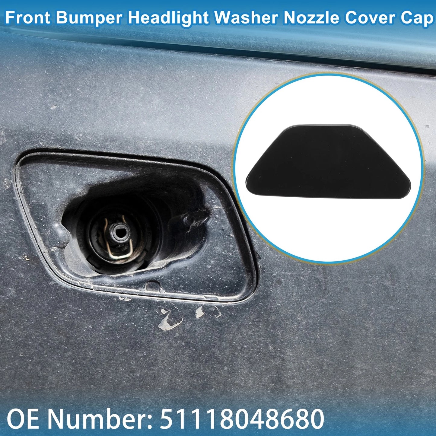 Washer Nozzle Cover Cap Front Right for BMW 528i (2011-2016) Black