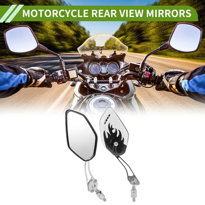 Rear View Mirror Polygonal Shape Black White Aluminum Alloy for M8/M10
