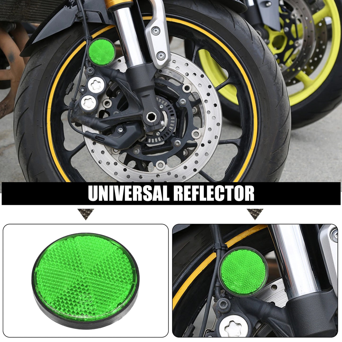 10 Pcs / Motorcycle Safety Spoke Reflector Self-Adhesive Green for Motorcycle