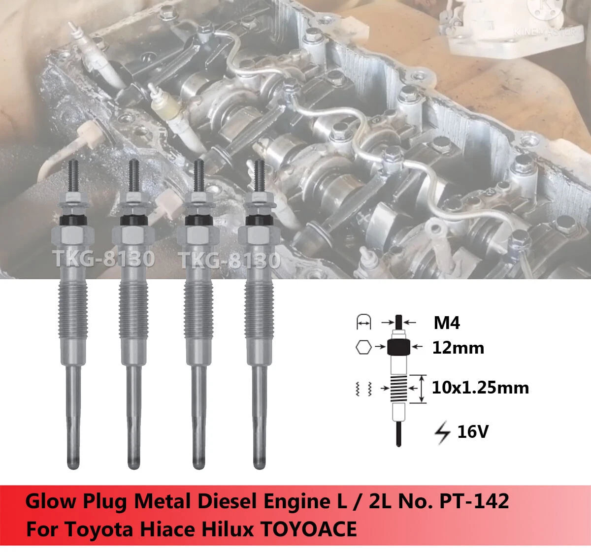 4 x Glow Plugs for Toyota Hiace, Hilux, Surf, Toyoace (1985-2005)