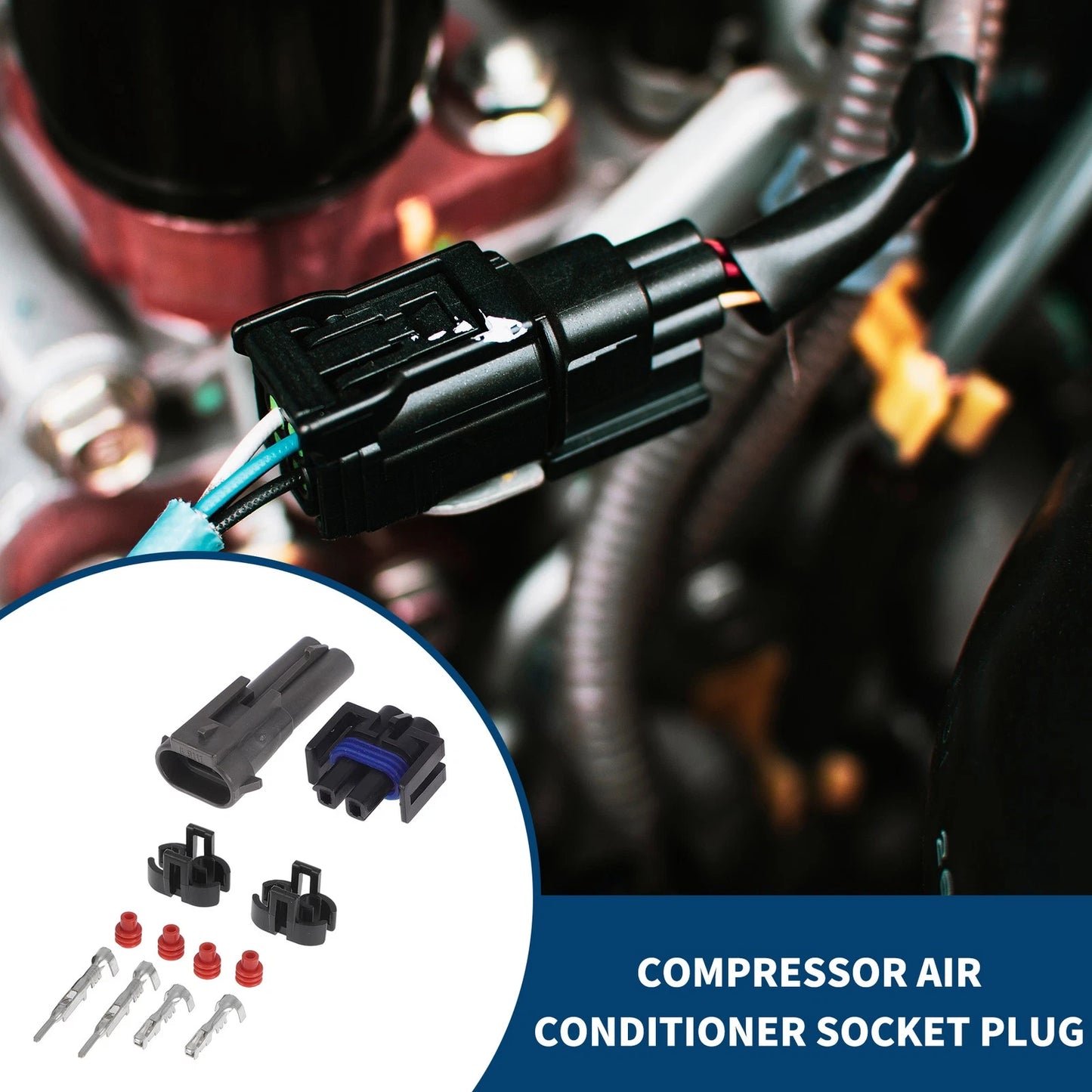2 x Pins Compressor Air Conditioner Socket Plug for Buick