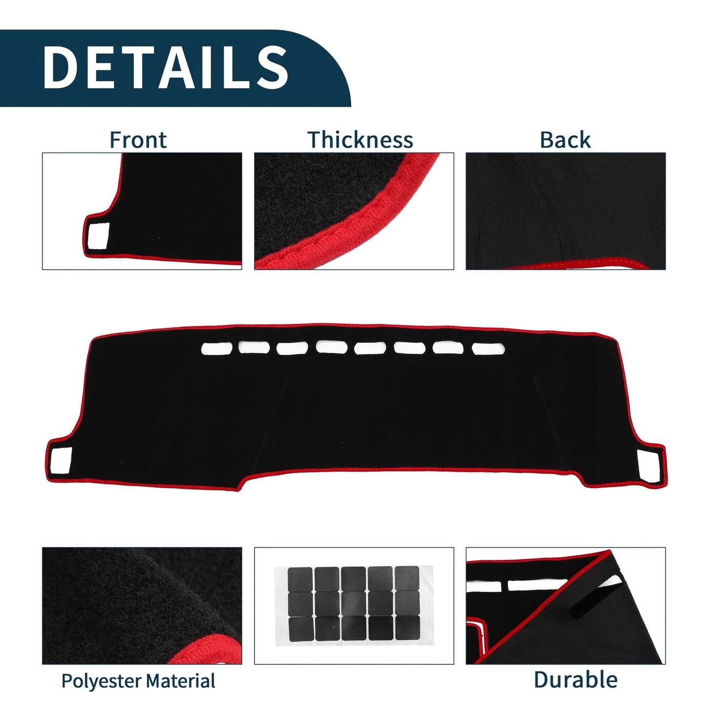 Dashboard Cover Mat for Toyota Aqua (2011-2021) - Black Red 1 Set