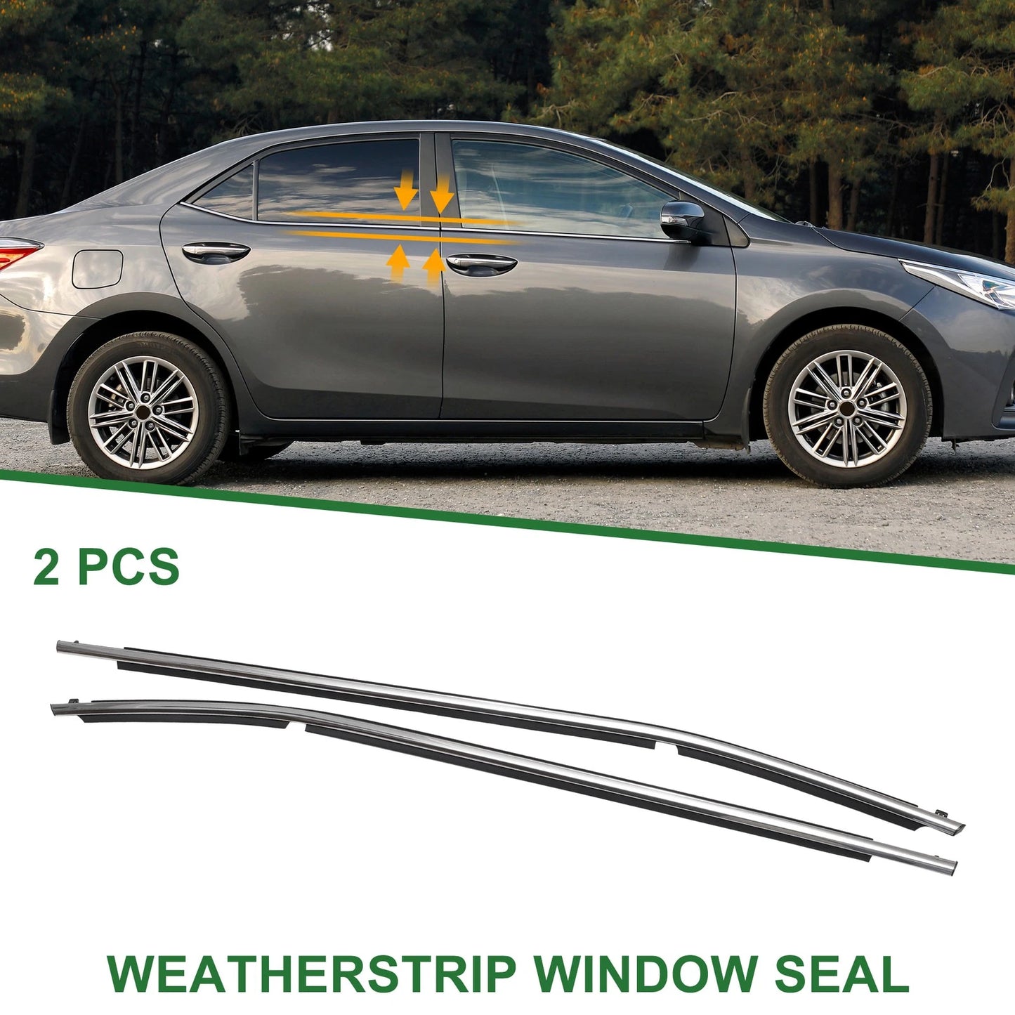 2 x Rear Left & Right Weatherstrip Window Seal for Toyota Corolla (2014–2018)
