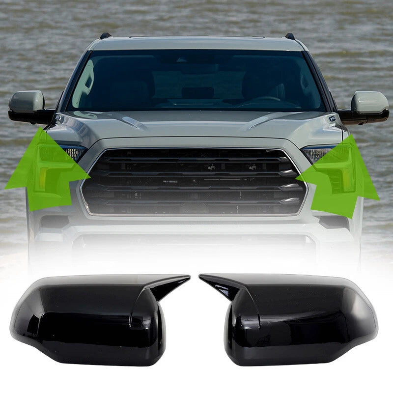 Bright Black Side Mirror Covers for Toyota Tundra (2022-2024)
