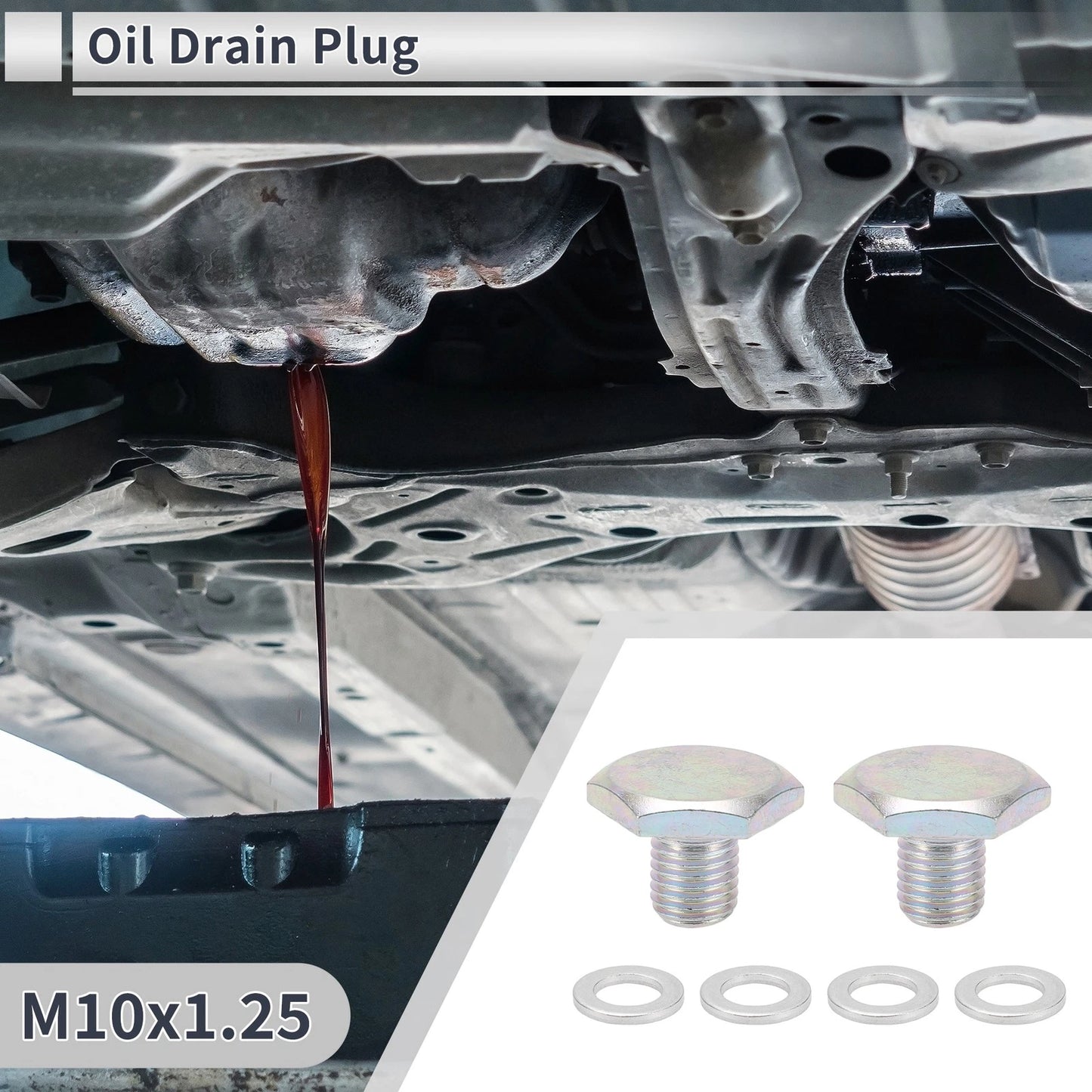 Set M10x1.25 0.67" Height Engine Oil Drain Plug with Gasket for Car Motorcycle