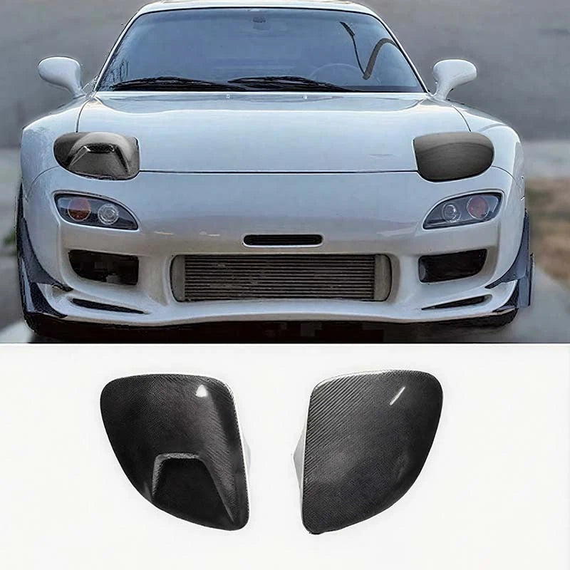 REAL Carbon Fiber Single Vent Headlight Cover for Mazda RX-7 RX7 FD3S