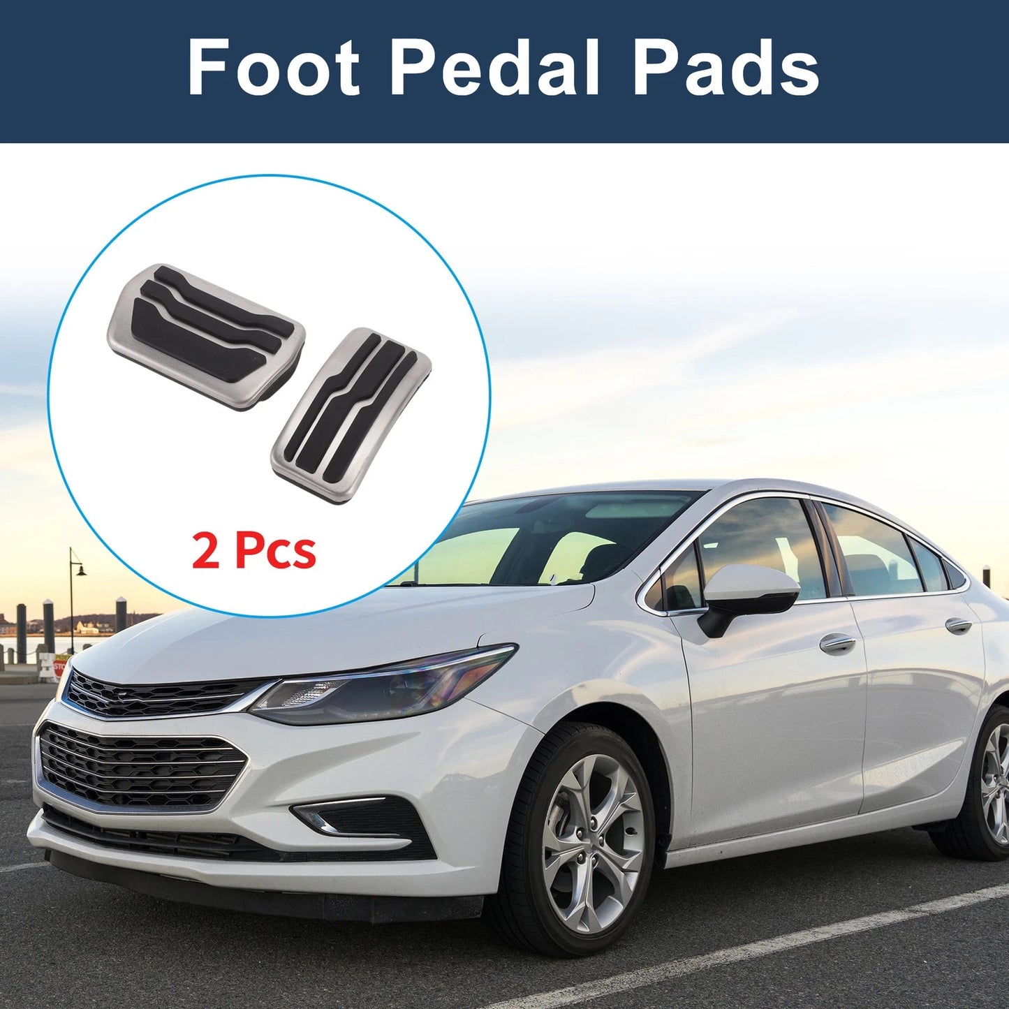 Foot Accelerator Pedal Covers for Ford Focus (2011-2018) Silver Tone