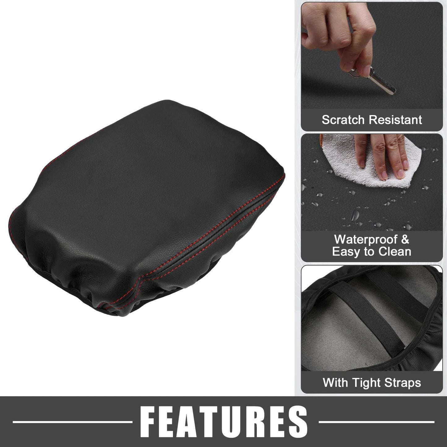 Center Console Cover for Mitsubishi Outlander 2022-2023 Black Red Stitch