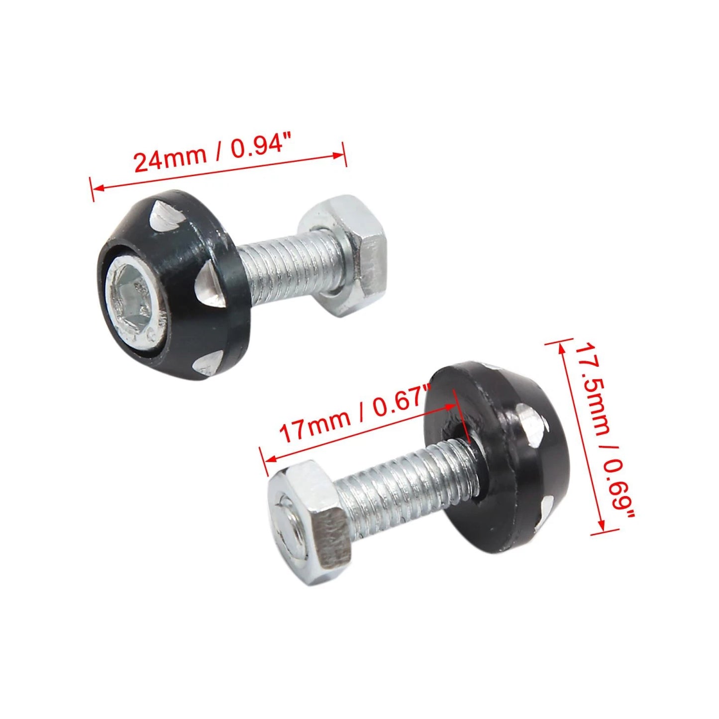 4Pcs Black Aluminum Alloy Decorative License Plate Bolt Screw for Car Motorcycle
