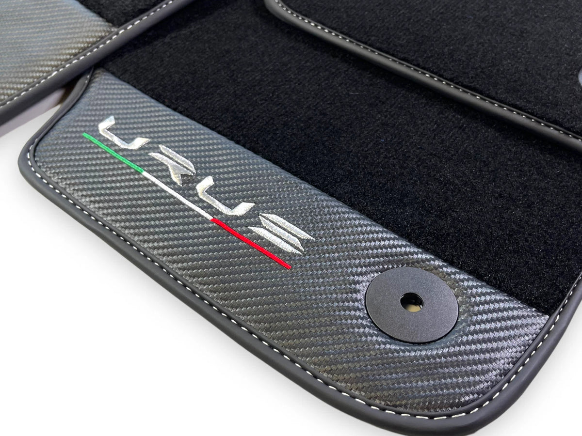 Black Floor Mats for Lamborghini Urus 2018-2024 with Carbon Fiber Leather