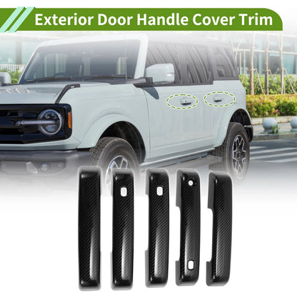 Carbon Fiber Black ABS Exterior Door Handle Cover Trim for Ford Bronco (2021-2025)