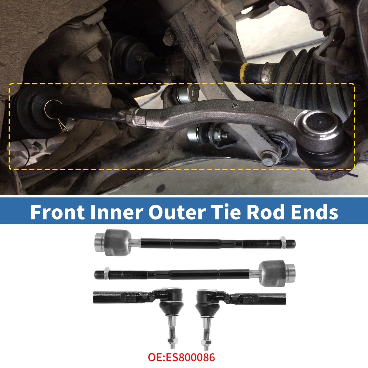 4pcs Front Inner Outer Tie Rod End Link for Chevrolet Malibu (2004-2012)