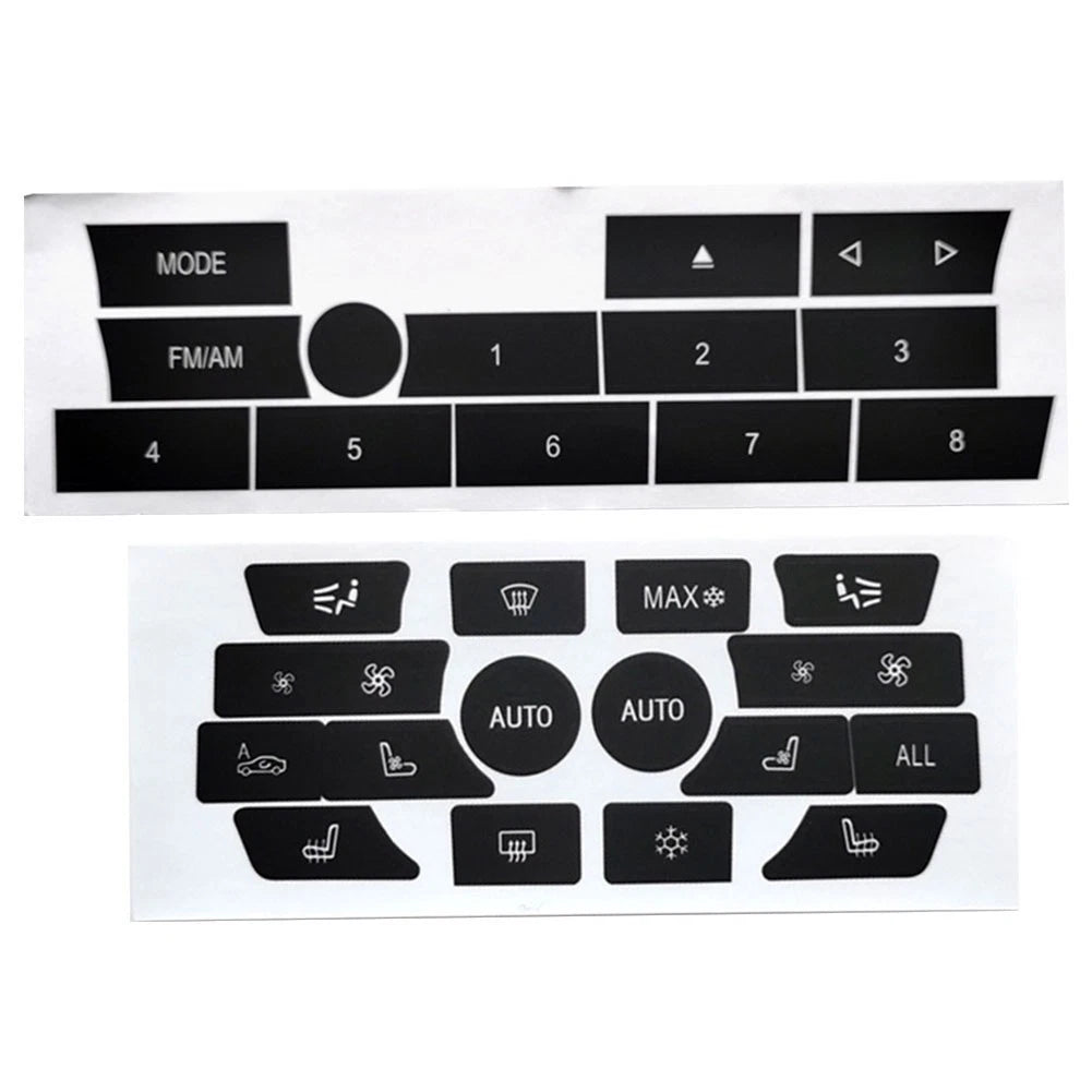 2 x Button Repair Stickers for BMW 7 Series F02 AC/Radio Controls (2009–2012)