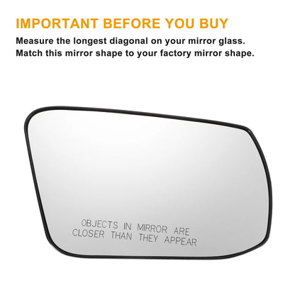 Right Side Heated White Mirror Glass for Nissan Altima, Sentra (2013-2018)