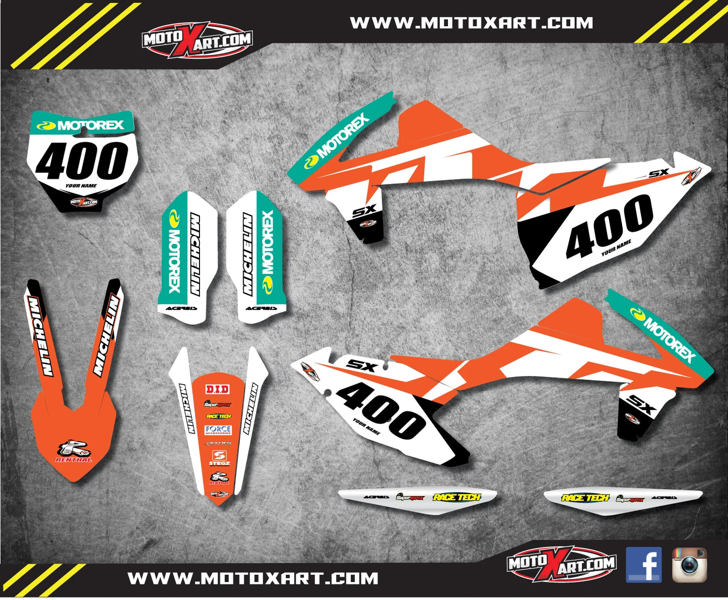 Custom Decals for KTM SX 250 Full Sticker Kit (2016-2018)