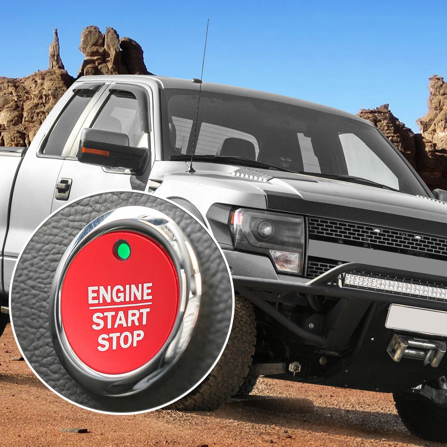 Engine Start Stop Button Cover Trim Sticker for Ford F-150 (2016-2021) Red