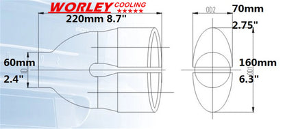 2.4" Inlet Stainless Double Oval Outlet Exhaust Tip