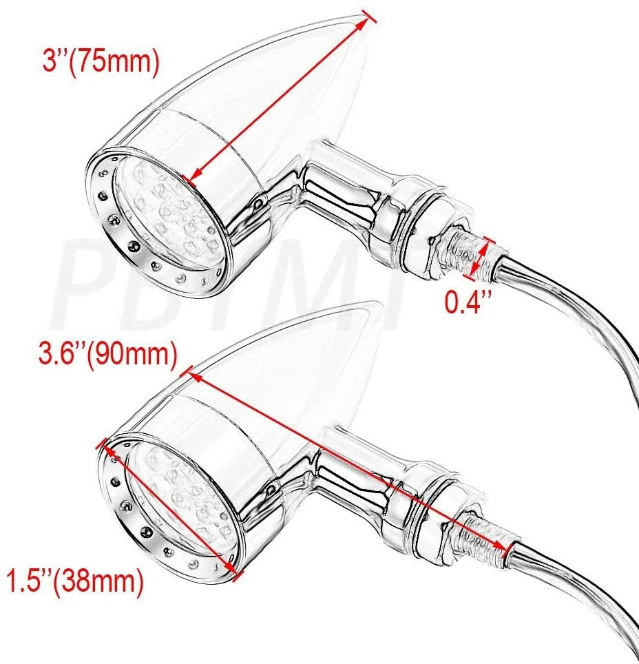 LED Chrome Bullet Amber Turn Signal Lights for Harley XL (2004-2023)