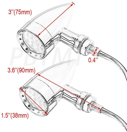 LED Chrome Bullet Amber Turn Signal Lights for Harley XL (2004-2023)