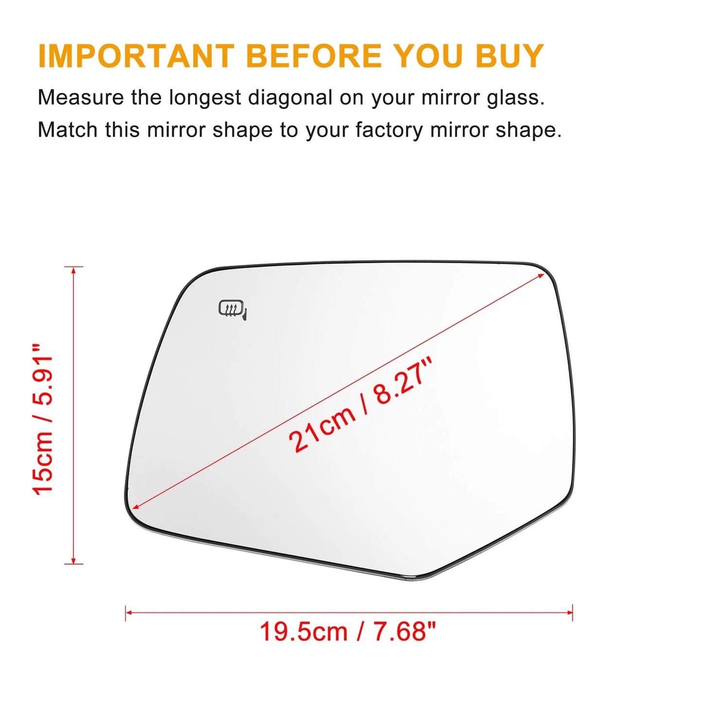 Heated Left Rearview Mirror Glass for Ford Escape (2008-2019)