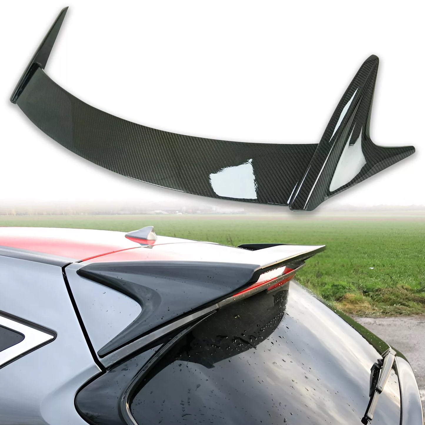 L Type Carbon Fiber Rear Roof Spoiler for Infiniti Q30 QX30 (2016-2019)