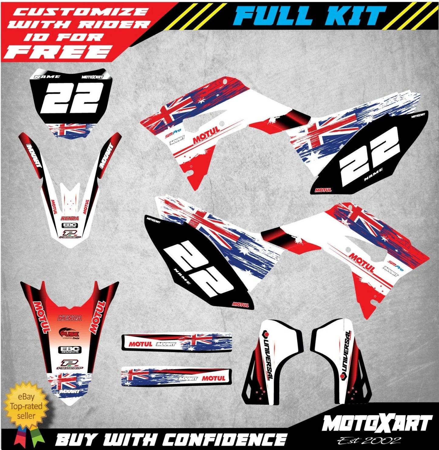 Custom Graphic Kit for Honda CRF 450 (2019-2020) - AUSSIE PRIDE Style