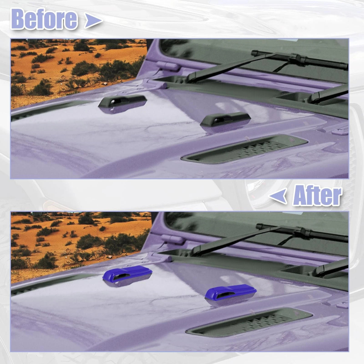 Blue Engine Hood Hinge Covers for Jeep Wrangler JL JLU (2018-2021)