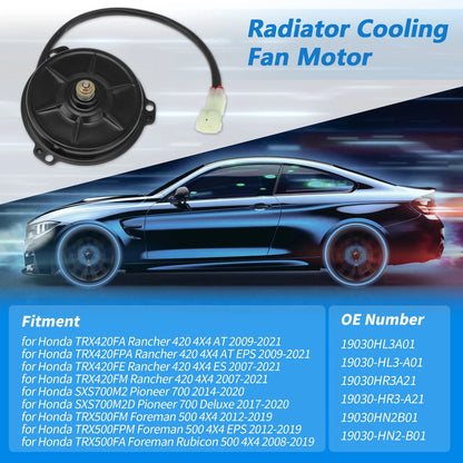 Radiator Cooling Fan Motor for Honda TRX420FM Rancher 420 4X4 (2007-2014)