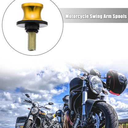 2 x 10mm Swing Arm Spool Rear Stand for Motorcycle Gold Tone