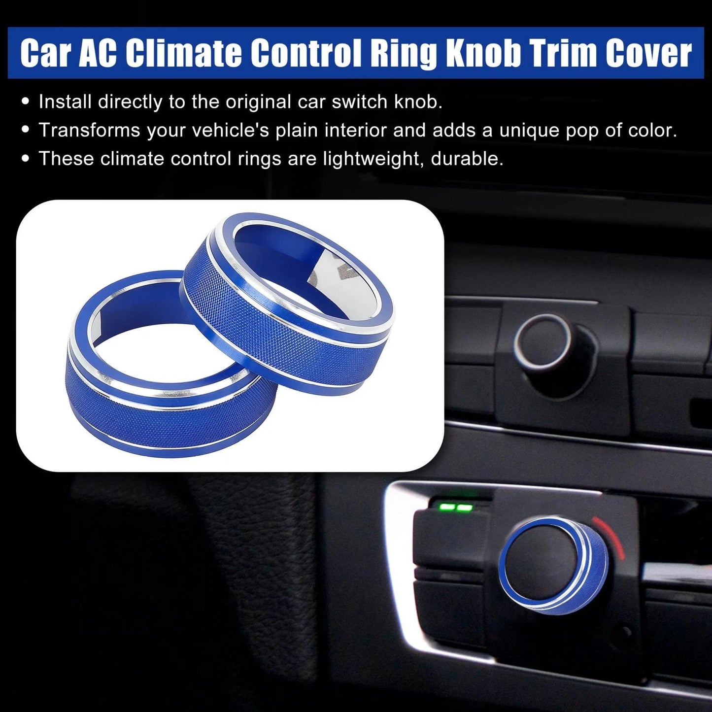 Blue AC Climate Control Knob Trim Covers for Toyota RAV4 (2019-2021)