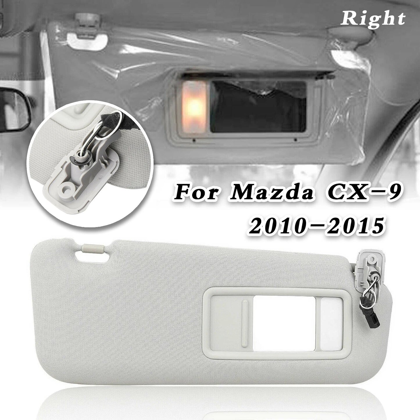 1x Gray Sun Visor for Mazda CX-9 (2010-2015) Right Passenger Side