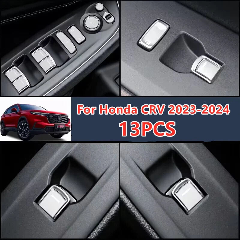 Silver Alloy Door Window Lift Adjustment Button Trim for Honda CRV (2023-2024)