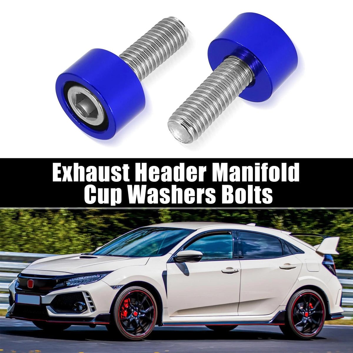 9 x M8x1.25 Exhaust Header Cup Washers Bolts Blue for Honda Acura