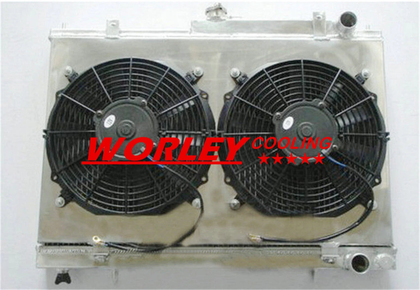 42MM Aluminum Radiator + Fan Shroud + 2 Fans for Nissan Skyline R33 R34 (1995-2002)
