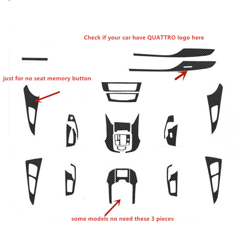 5D / Carbon Fiber / Interior Trim Stickers for Audi A6 C7 (2012–2018)